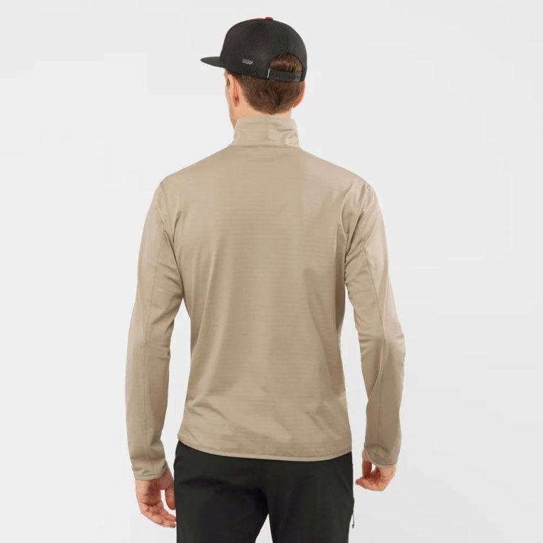 Beige Salomon Essential Lightwarm Half Zip Men's Sweatshirt | IE DS0143